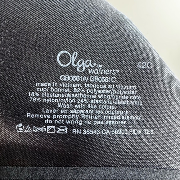 Olga by Warners Underwire Black Bra Size 42C NWT Brand New - Picture 8 of 8